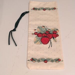 Strawberry Print Cream Wine Bag